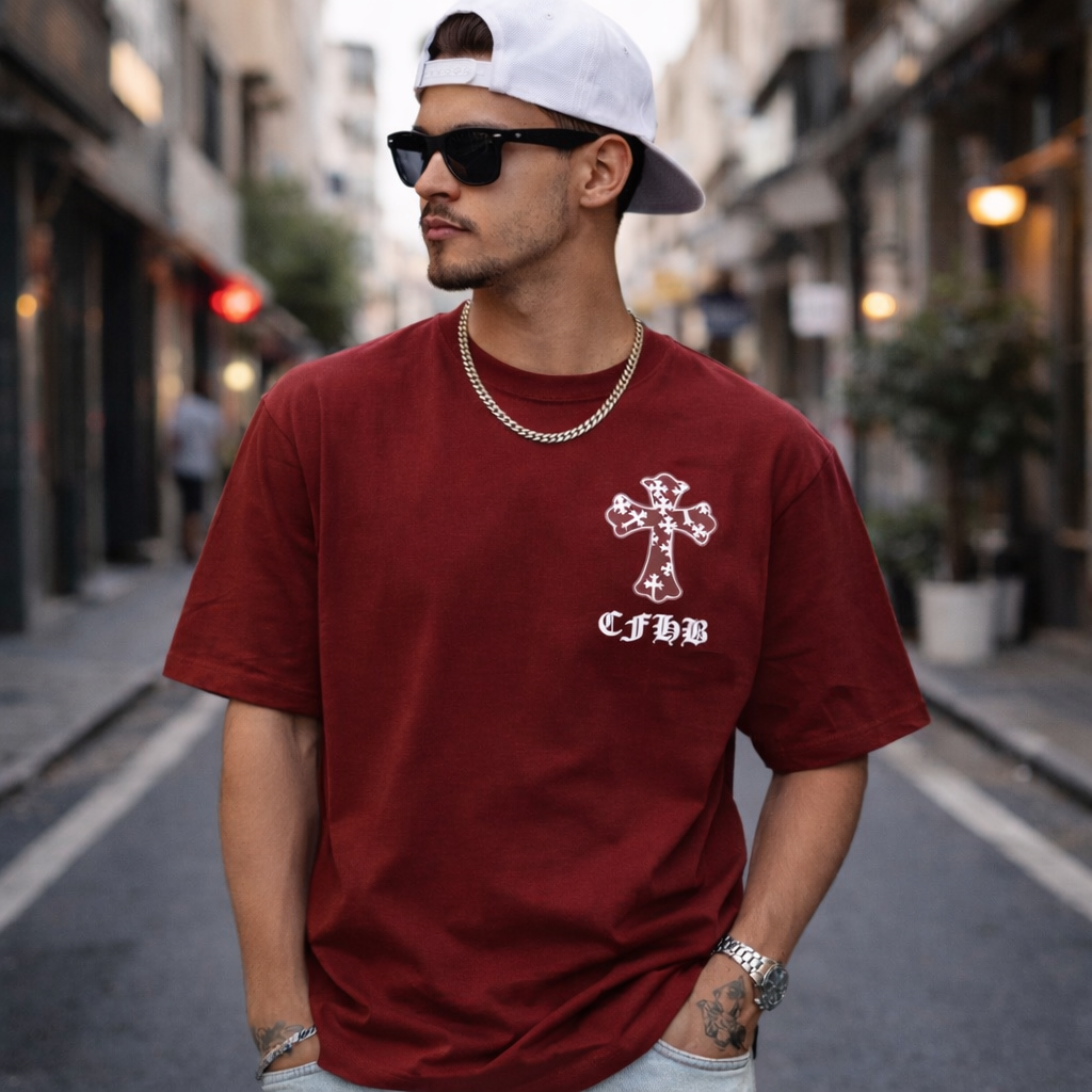 Katonic Oversized Tee – Crimson Red